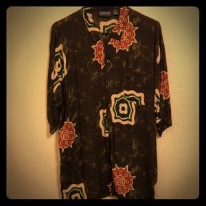 Anxious men’s relax tribal print shirt L